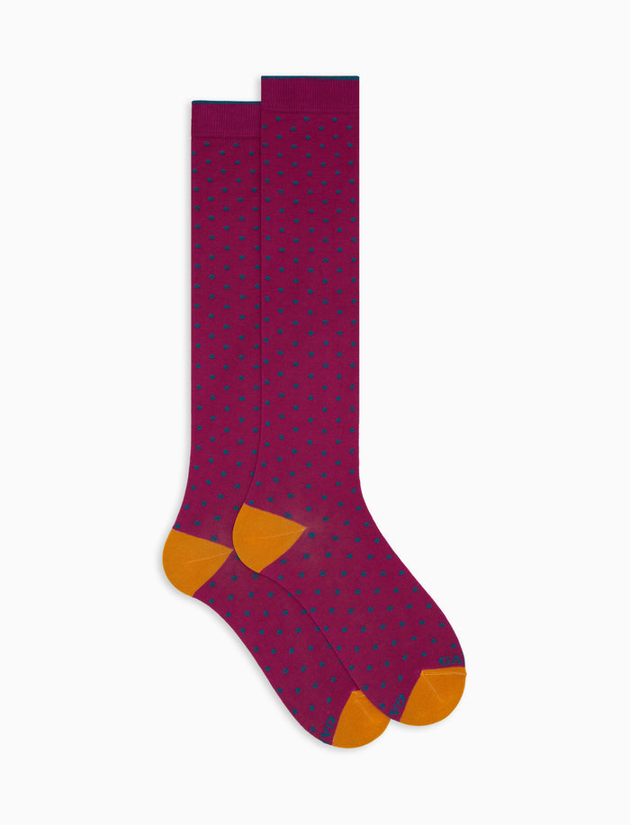 Calze lunghe donna cotone fantasia pois fucsia - Gallo 1927 - Official Online Shop