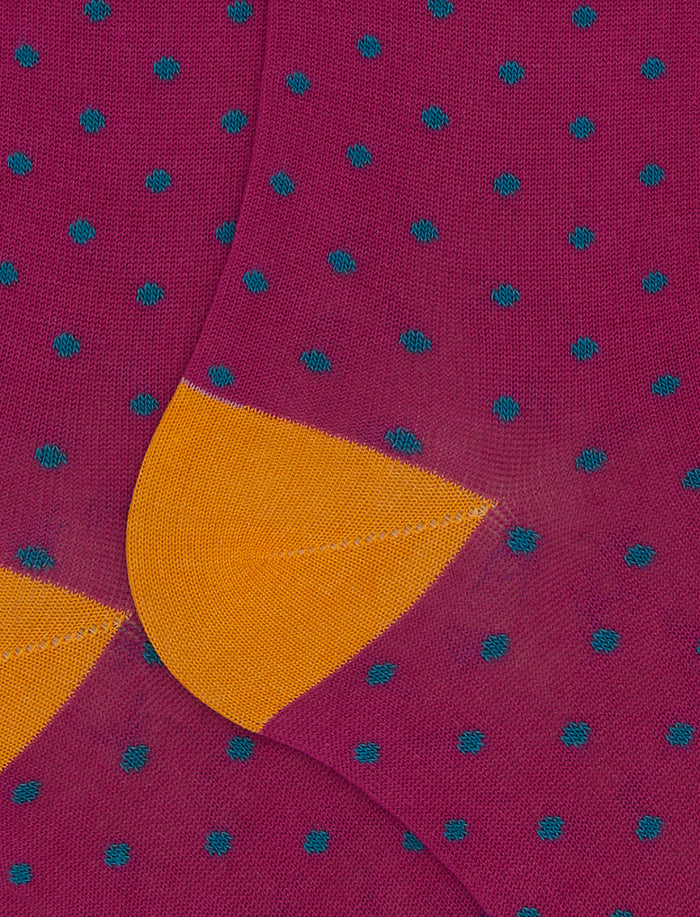 Calze lunghe donna cotone fantasia pois fucsia - Gallo 1927 - Official Online Shop