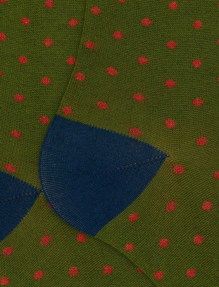 Calze lunghe donna cotone fantasia pois verde - Gallo 1927 - Official Online Shop