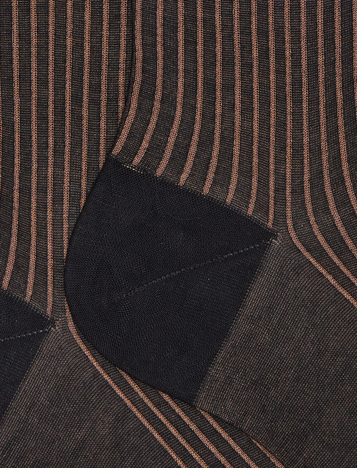 Calze lunghe donna cotone fantasia twin rib nero