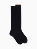 Calze lunghe donna cotone grigio tinta unita a coste - Gallo 1927 - Official Online Shop