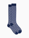 Calze lunghe donna cotone fantasia conchiglie su fondo blu - Gallo 1927 - Official Online Shop