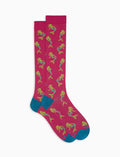 Calze lunghe donna cotone fantasia sirene su fondo fucsia - Gallo 1927 - Official Online Shop