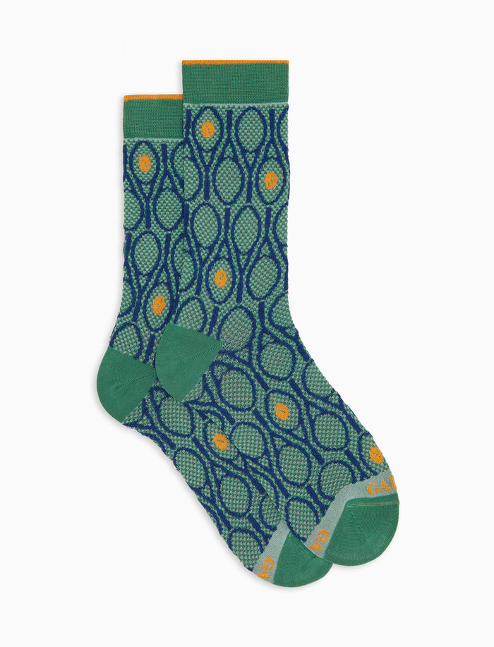 Calze lunghe donna cotone fantasia tennis verde - Gallo 1927 - Official Online Shop