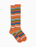 Calze lunghe donna cotone righe multicolor arancio - Gallo 1927 - Official Online Shop
