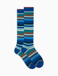 Calze lunghe donna cotone righe multicolor blu - Gallo 1927 - Official Online Shop