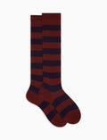Calze lunghe donna cotone marrone a coste righe bicolore - Gallo 1927 - Official Online Shop
