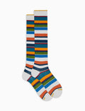 Calze lunghe donna cotone righe multicolor bianco - Gallo 1927 - Official Online Shop