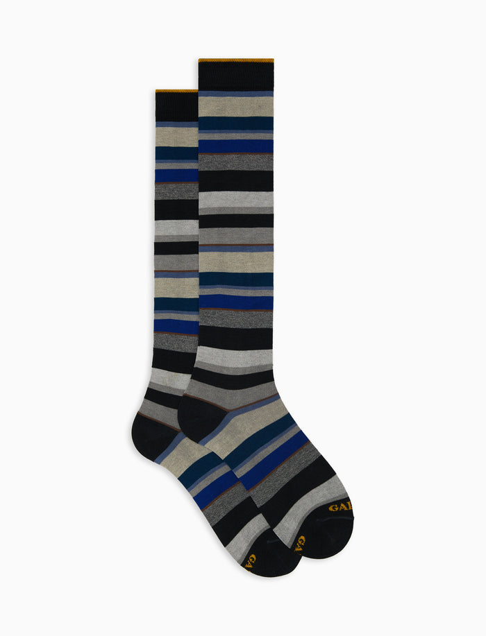 Calze lunghe donna cotone righe multicolor grigio - Gallo 1927 - Official Online Shop