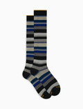 Calze lunghe donna cotone righe multicolor grigio - Gallo 1927 - Official Online Shop