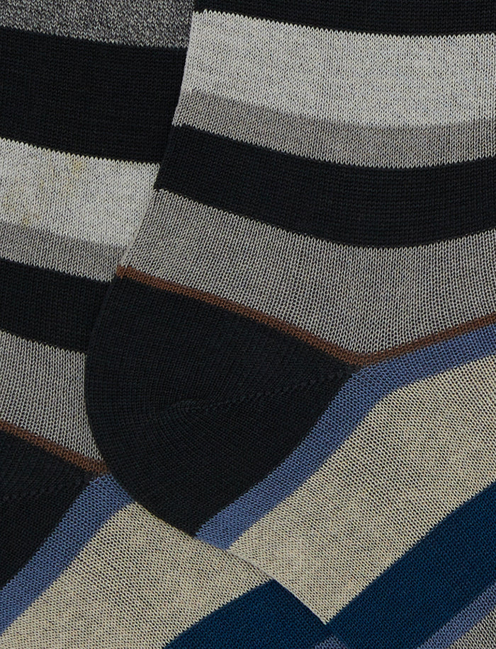 Calze lunghe donna cotone righe multicolor grigio - Gallo 1927 - Official Online Shop