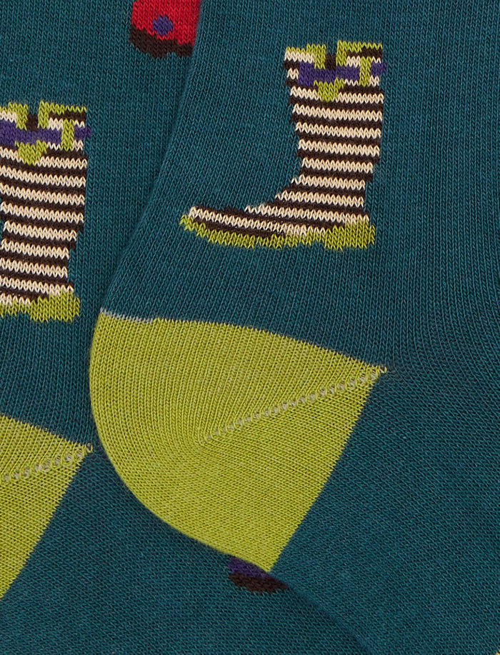 Calze lunghe donna cotone verde fantasia stivali da pioggia - Gallo 1927 - Official Online Shop