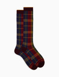 Calze lunghe donna cotone viola fantasia tartan - Gallo 1927 - Official Online Shop