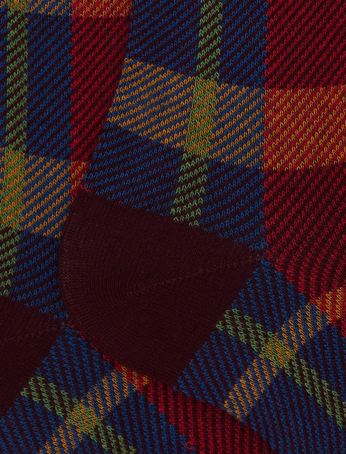 Calze lunghe donna cotone viola fantasia tartan - Gallo 1927 - Official Online Shop