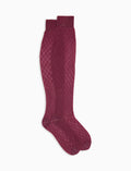 Calze lunghe donna fucsia rombi in trasparenza con effetto scintillante