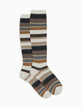Calze lunghe donna lana beige righe multicolor - Gallo 1927 - Official Online Shop
