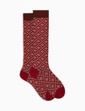 Calze lunghe donna lana rosso fantasia norvegese - Gallo 1927 - Official Online Shop