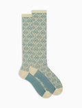 Calze lunghe donna viscosa bianco fantasia stile liberty