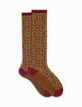 Calze lunghe donna viscosa bordò fantasia piastrella - Gallo 1927 - Official Online Shop