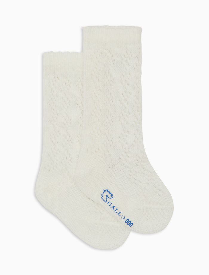 Calze lunghe traforate bambino cotone bianco tinta unita - Gallo 1927 - Official Online Shop