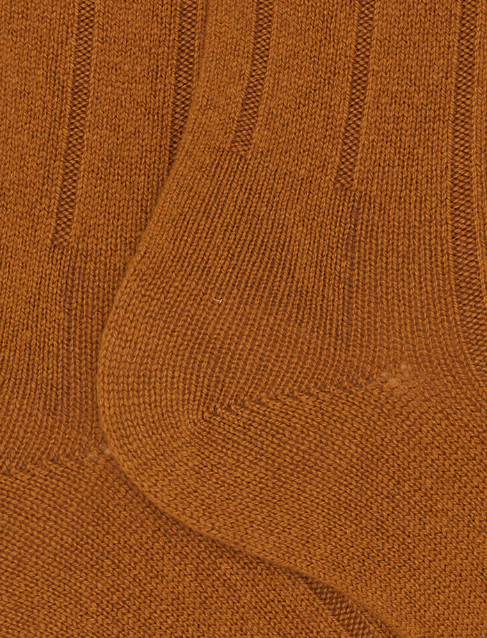 Calze lunghe uomo cashmere costa giallo tinta unita - Gallo 1927 - Official Online Shop