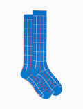 Calze lunghe uomo contone fantasia window pane azzurro - Gallo 1927 - Official Online Shop
