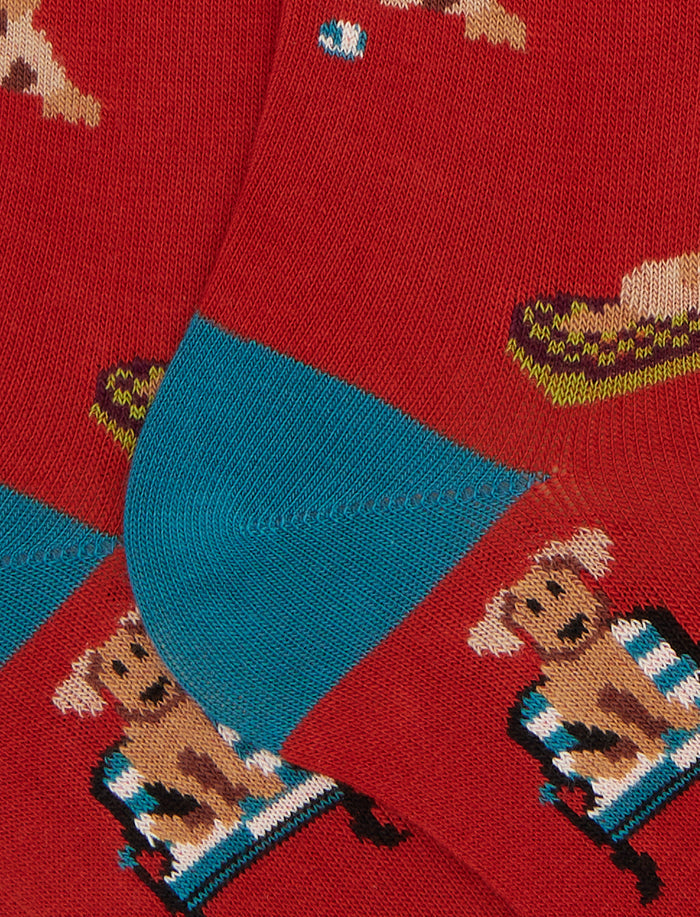 Calze lunghe uomo cotone arancio fantasia cani - Gallo 1927 - Official Online Shop
