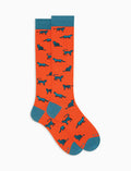 Calze lunghe uomo cotone arancio fantasia gatti - Gallo 1927 - Official Online Shop