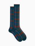 Calze lunghe uomo cotone azzurro fantasia tartan - Gallo 1927 - Official Online Shop