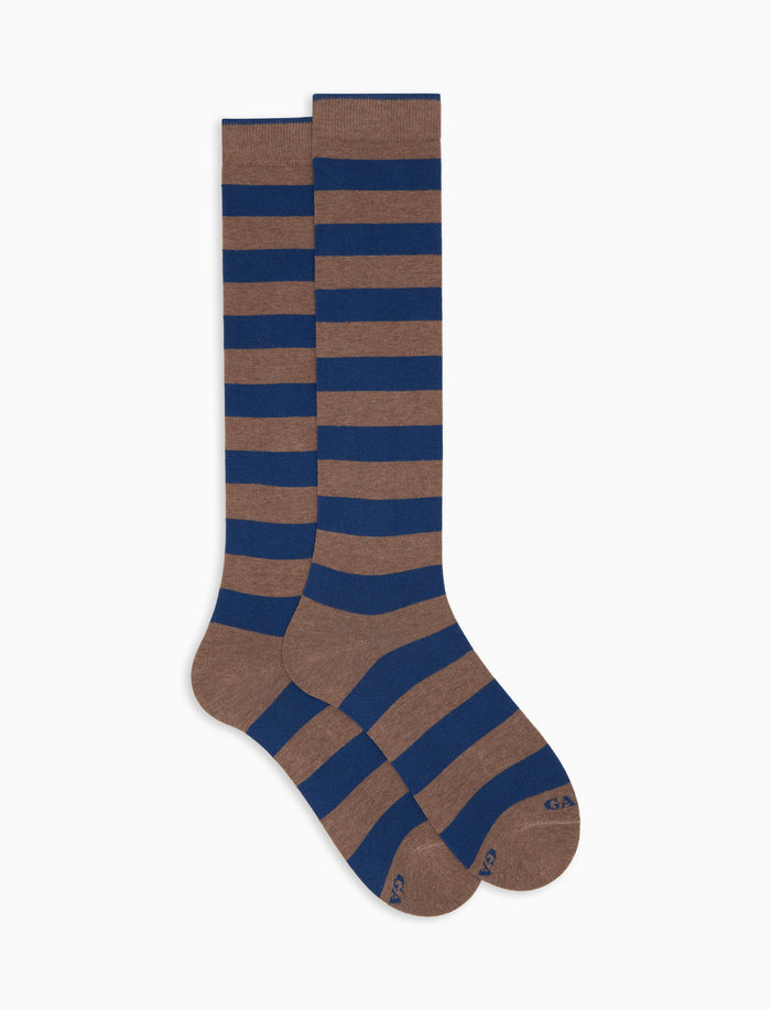 Calze lunghe uomo cotone beige righe bicolore - Gallo 1927 - Official Online Shop