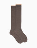 Calze lunghe uomo cotone beige tinta unita a coste - Gallo 1927 - Official Online Shop