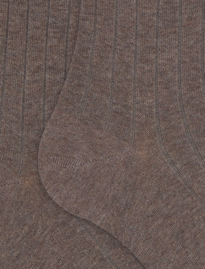 Calze lunghe uomo cotone beige tinta unita a coste - Gallo 1927 - Official Online Shop
