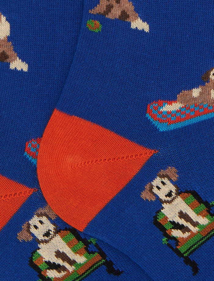 Calze lunghe uomo cotone blu fantasia cani - Gallo 1927 - Official Online Shop