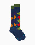 Calze lunghe uomo cotone blu fantasia intarsio - Gallo 1927 - Official Online Shop