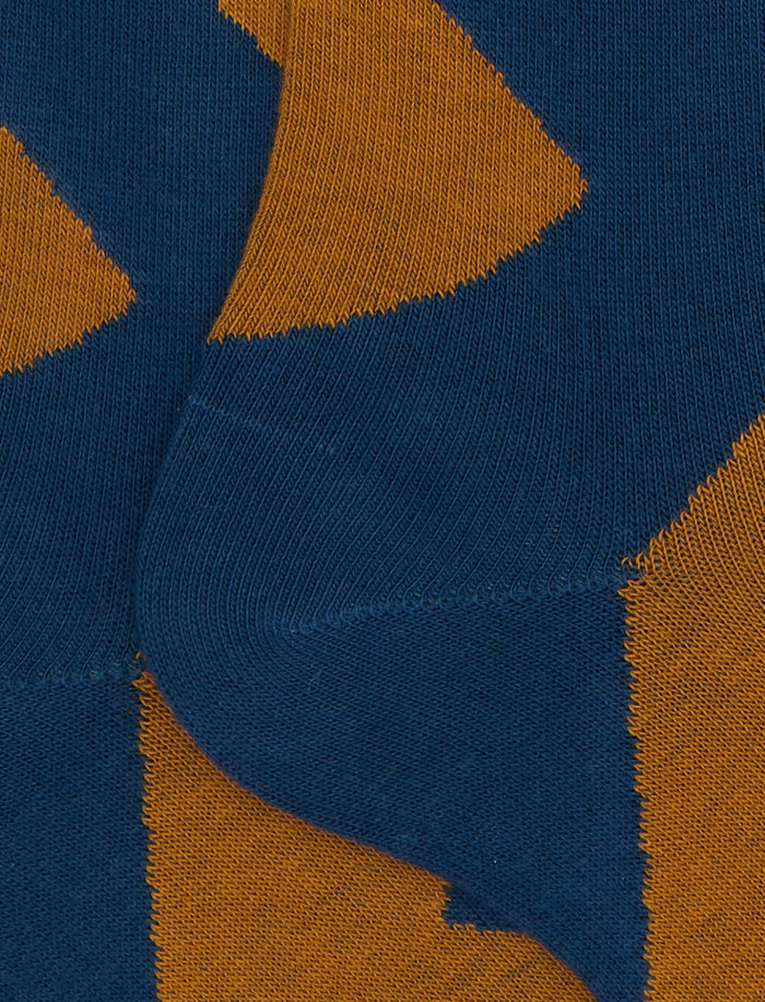 Calze lunghe uomo cotone blu fantasia maxi rombo - Gallo 1927 - Official Online Shop
