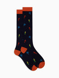 Calze lunghe uomo cotone blu fantasia picchio - Gallo 1927 - Official Online Shop