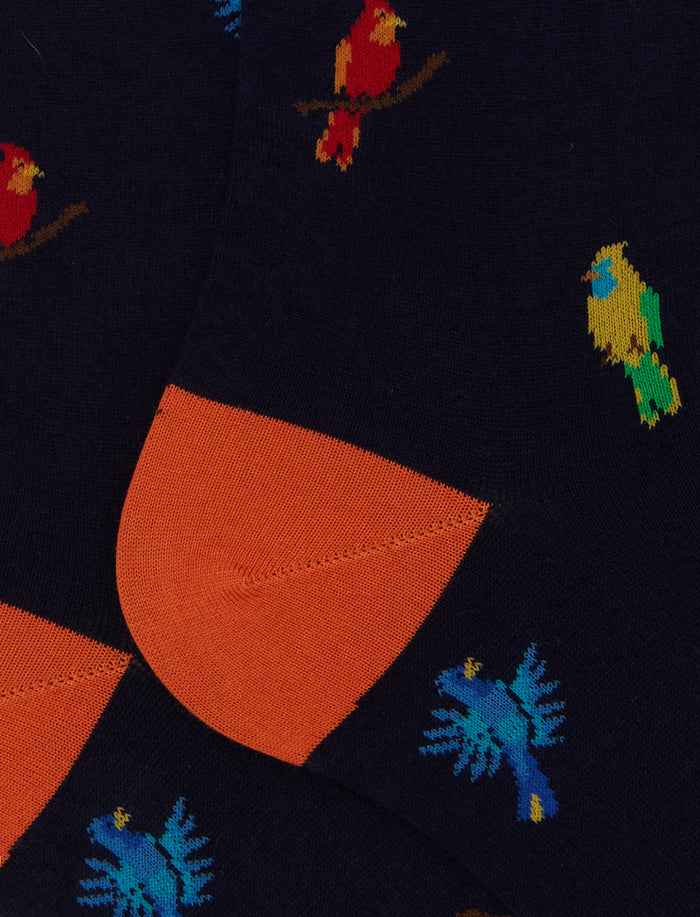 Calze lunghe uomo cotone blu fantasia picchio - Gallo 1927 - Official Online Shop