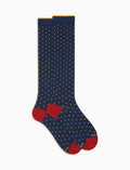 Calze lunghe uomo cotone blu fantasia pois - Gallo 1927 - Official Online Shop