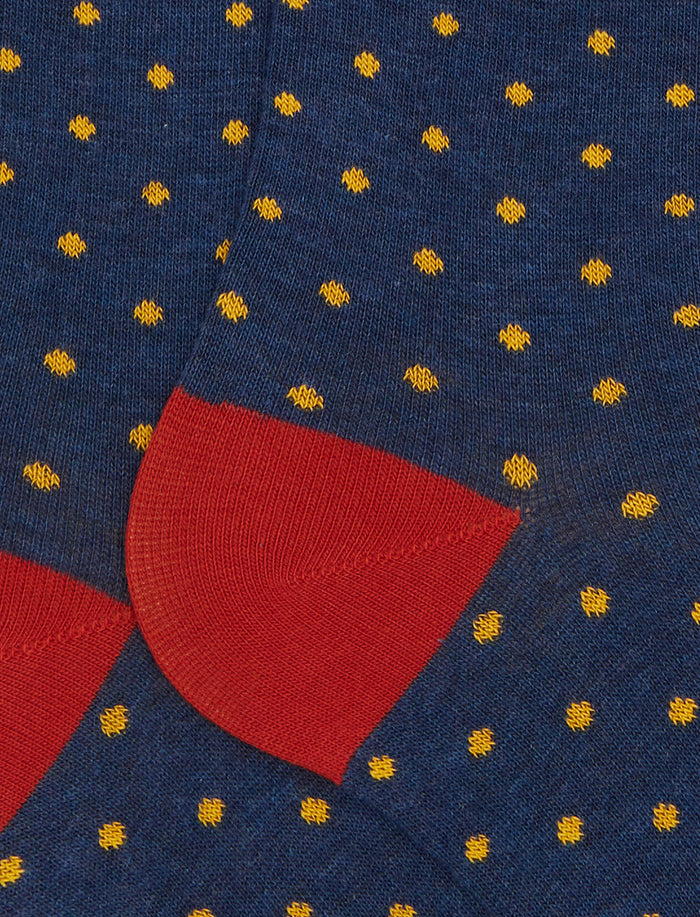 Calze lunghe uomo cotone blu fantasia pois - Gallo 1927 - Official Online Shop