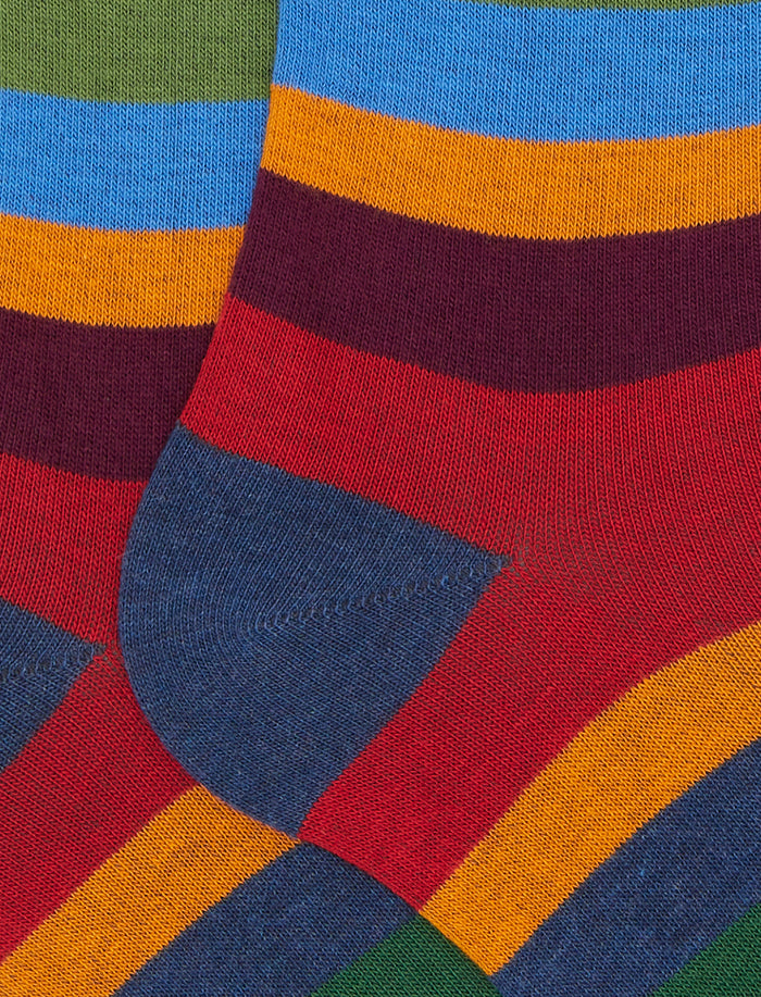 Calze lunghe uomo cotone blu righe multicolor a sette colori - Gallo 1927 - Official Online Shop