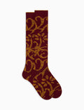 Calze lunghe uomo cotone bordò fantasia broccato - Gallo 1927 - Official Online Shop