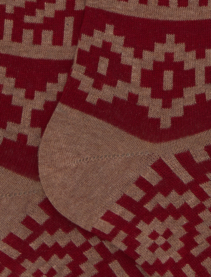 Calze lunghe uomo cotone bordò fantasia greca natalizia - Gallo 1927 - Official Online Shop