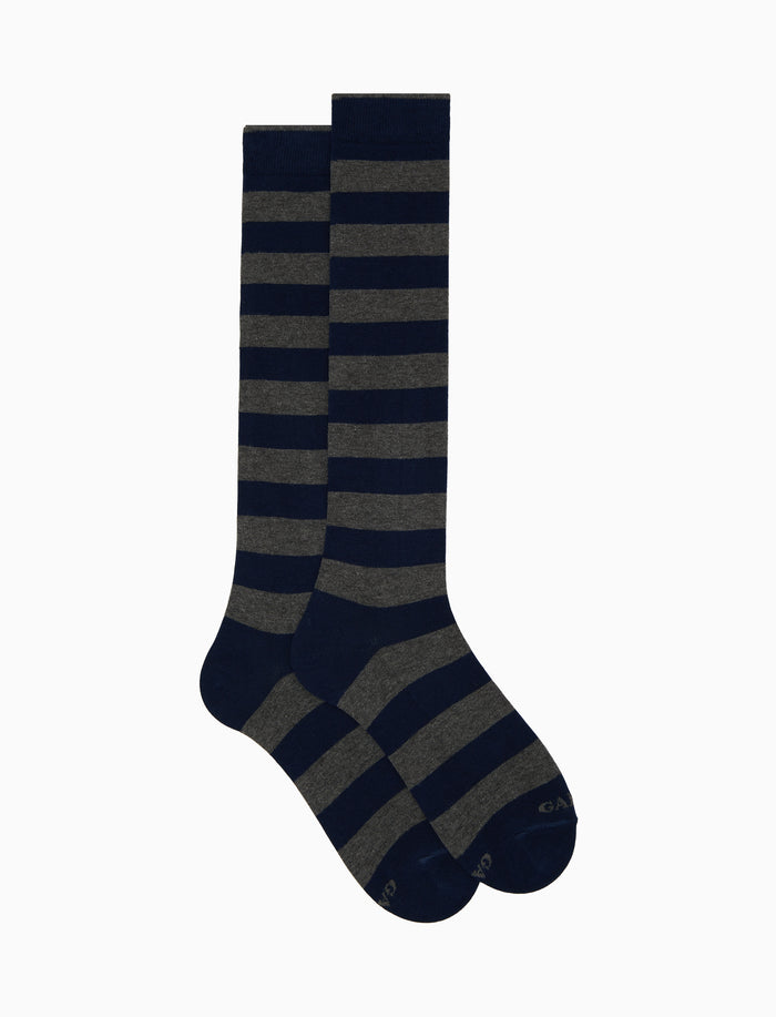 Calze lunghe uomo cotone royal righe bicolore - Gallo 1927 - Official Online Shop