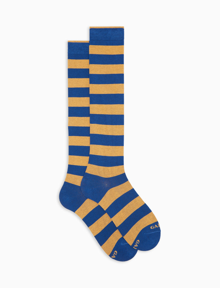 Calze lunghe uomo cotone caldo blu righe bicolore