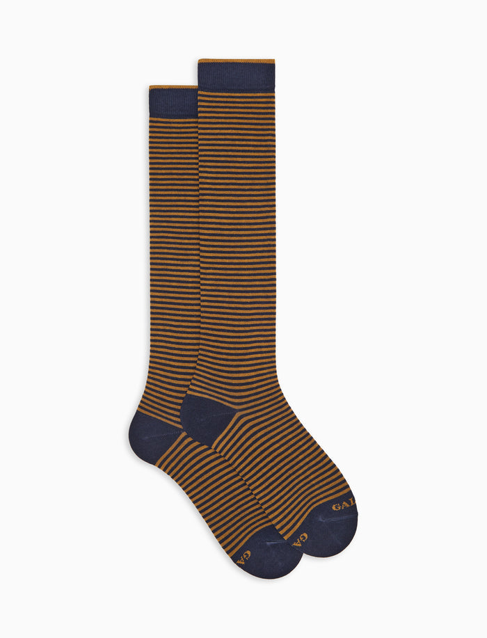 Calze lunghe uomo cotone caldo blu righe windsor
