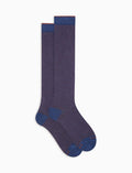 Calze lunghe uomo cotone caldo blu righine bicolore
