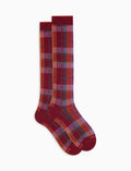 Calze lunghe uomo cotone caldo bordò fantasia tartan