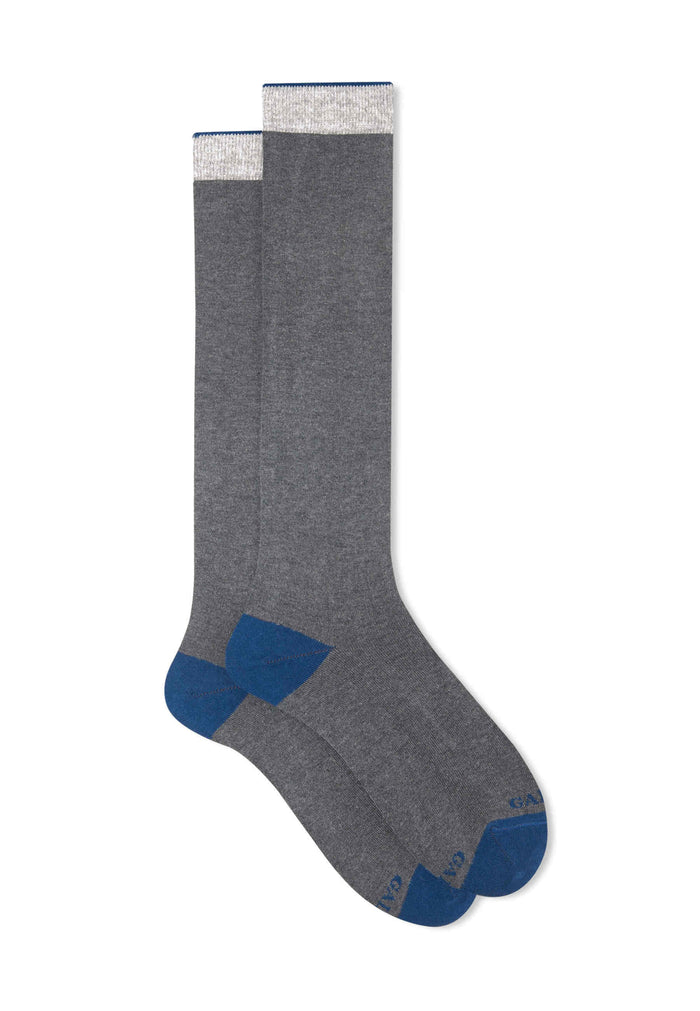Calze lunghe uomo cotone e cashmere sasso tinta unita e contrasti - Gallo 1927 - Official Online Shop