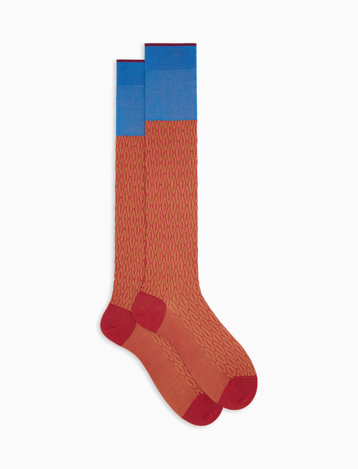 Calze lunghe uomo cotone fantasia geometrico rosso - Gallo 1927 - Official Online Shop