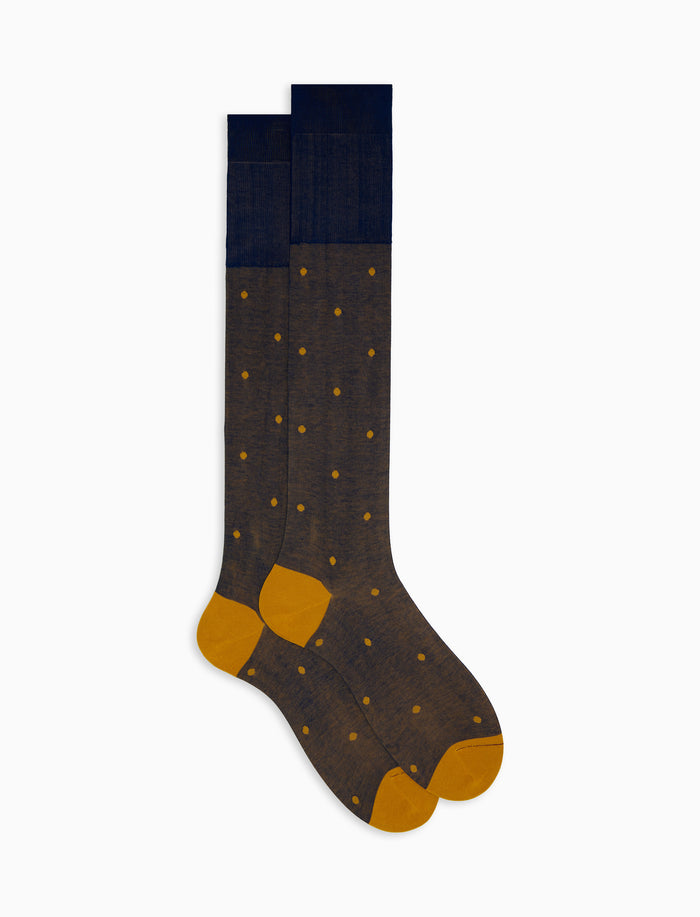 Calze lunghe uomo cotone fantasia pois su cangiante blu - Gallo 1927 - Official Online Shop